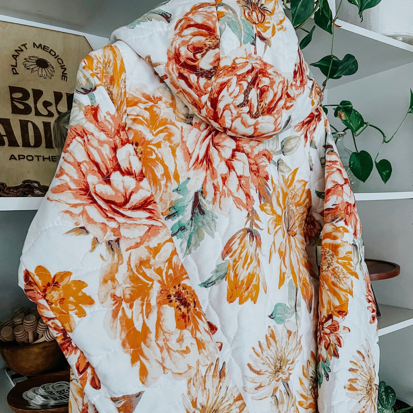 Quilted Jacket: Autumn Watercolor Hoodie