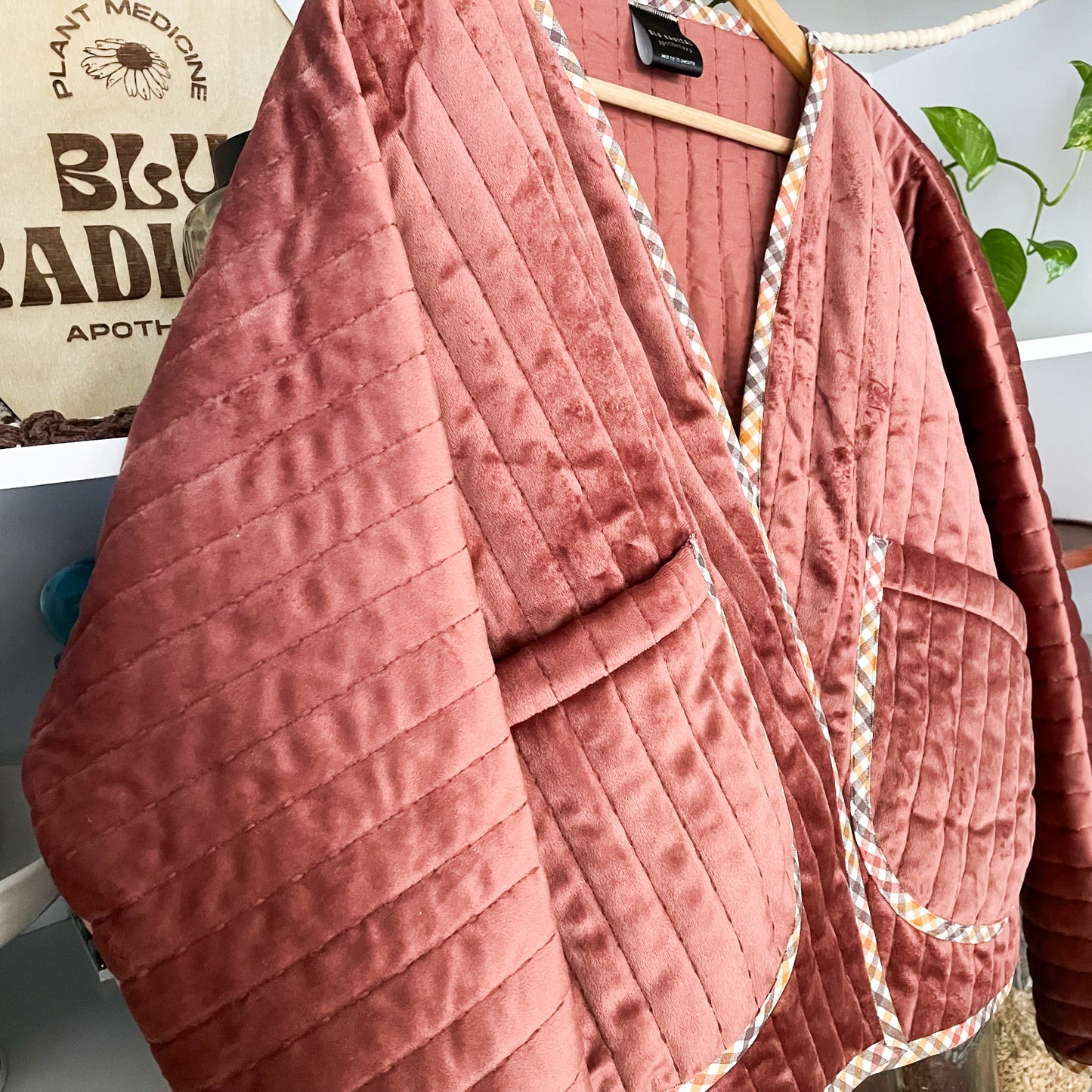 Quilted Jacket: Copper Gingham