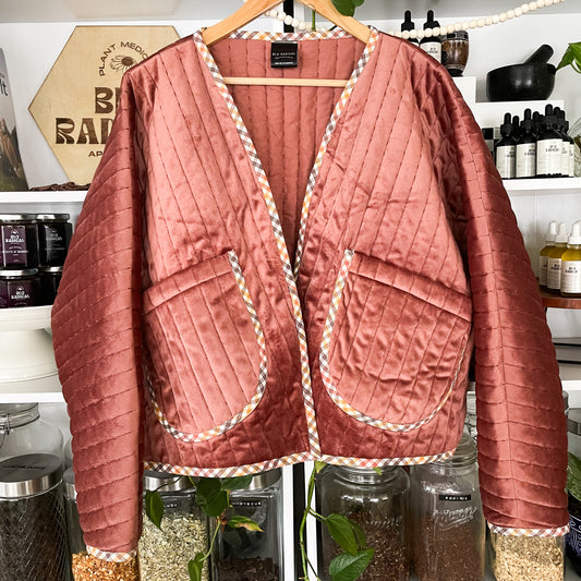 Quilted Jacket: Copper Gingham