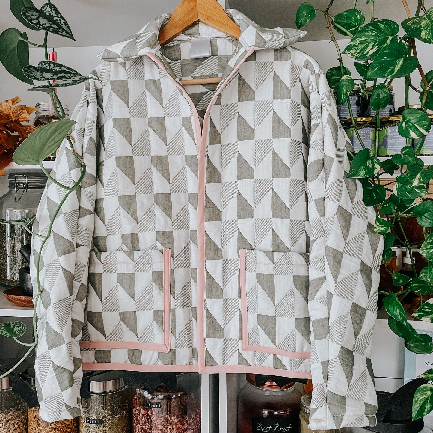 Quilted Jacket: Geometric Patterned Jacket