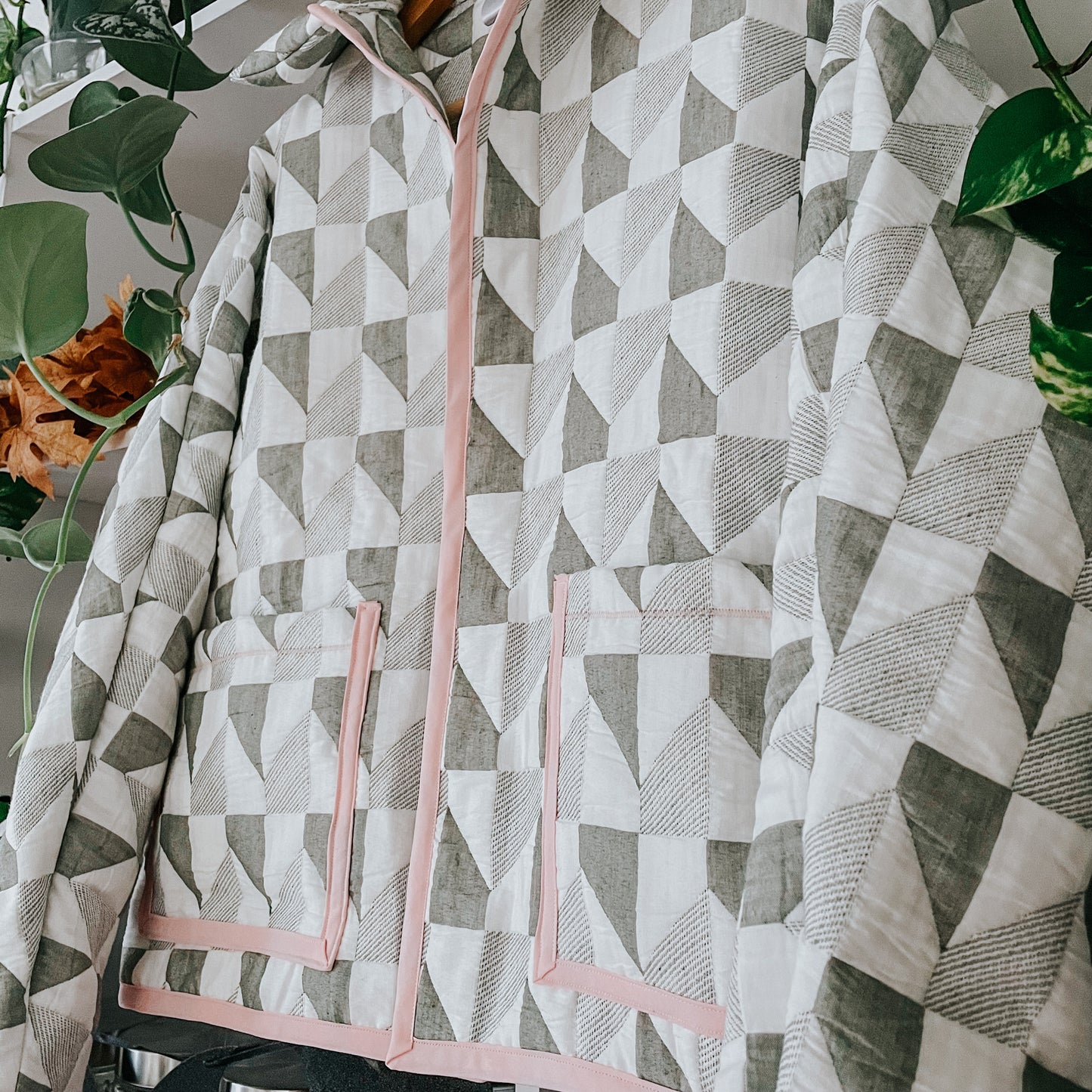 Quilted Jacket: Geometric Patterned Jacket